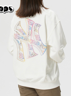 MLB正品圆领卫衣男女涂鸦NY宽松套头衫运动休闲长袖上衣3AMTB1161