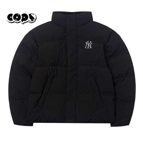 MLB情侣老花羽绒服男女25冬季运动服NY立领短款鹅绒外套3ADJM1256