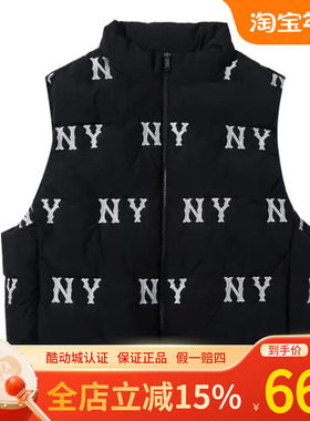 MLB羽绒马甲男女24款NY复古老花满标情侣羽绒背心3ADVG0146/DVG01