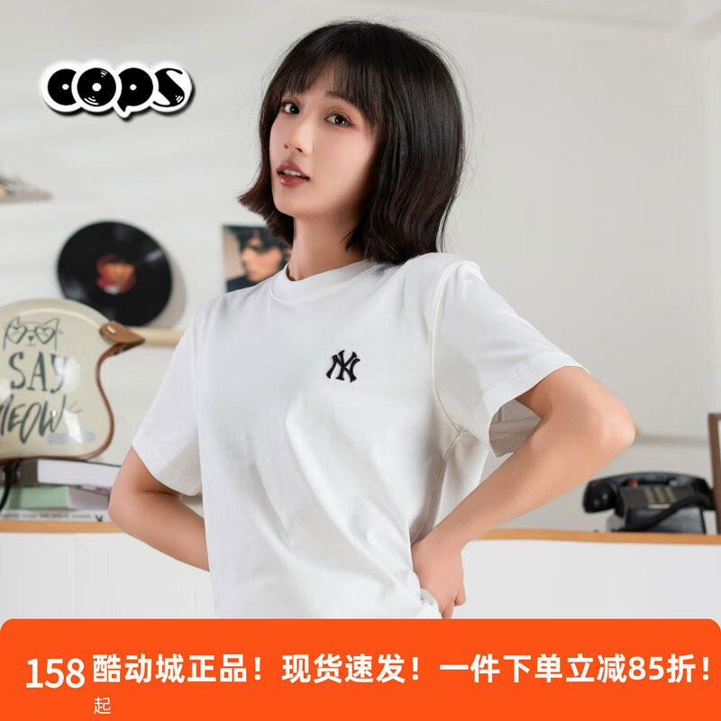 MLB短袖男女装NY小标新款T恤运动服圆领休闲白色半袖3ATSB0263图片