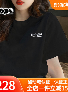 MLB正品黑色短袖男装女装情侣款圆领半袖休闲T恤25春新款TSB40