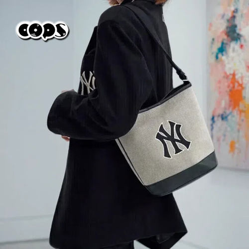MLB男女休闲包NY帆布时尚斜挎包手提包单肩包水桶包3ABMS072N