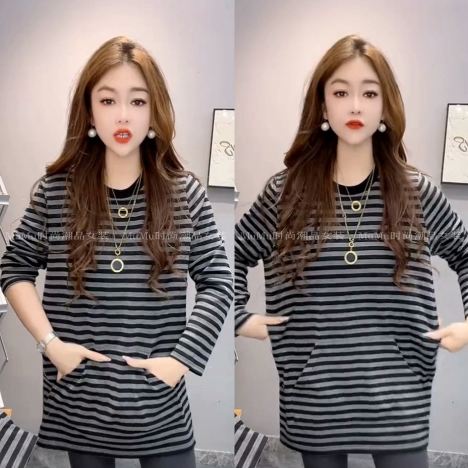 连帽卫衣女2025新款帽衫条纹长袖