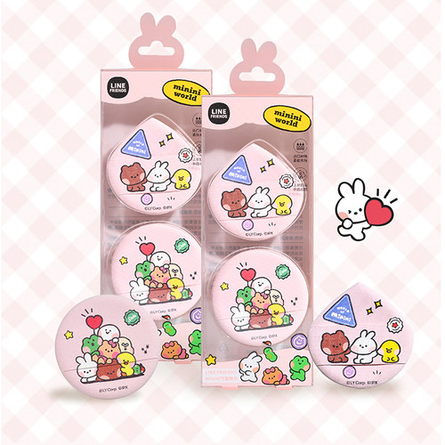 屈臣氏LINE FRIENDS minini系列亲肤气垫棉花糖粉扑便携快速上妆