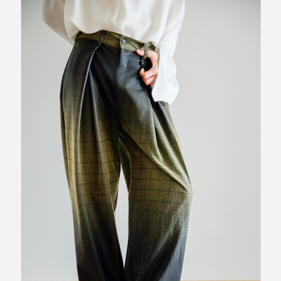 本相织物复古渐变色休闲裤