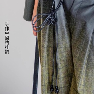 本相织物原创手工编织黑色中国结腰链 复古皮质挂饰装饰吊坠男女