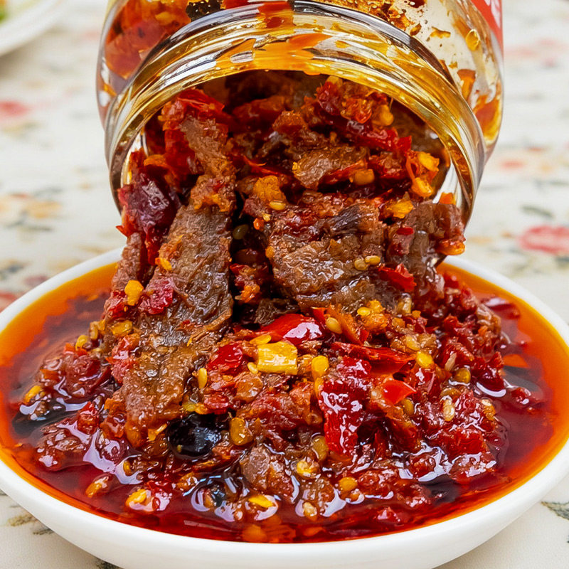 牛肉辣酱香辣牛肉酱大片牛肉拌面拌饭酱调味蘸酱料佐餐蘸料210g