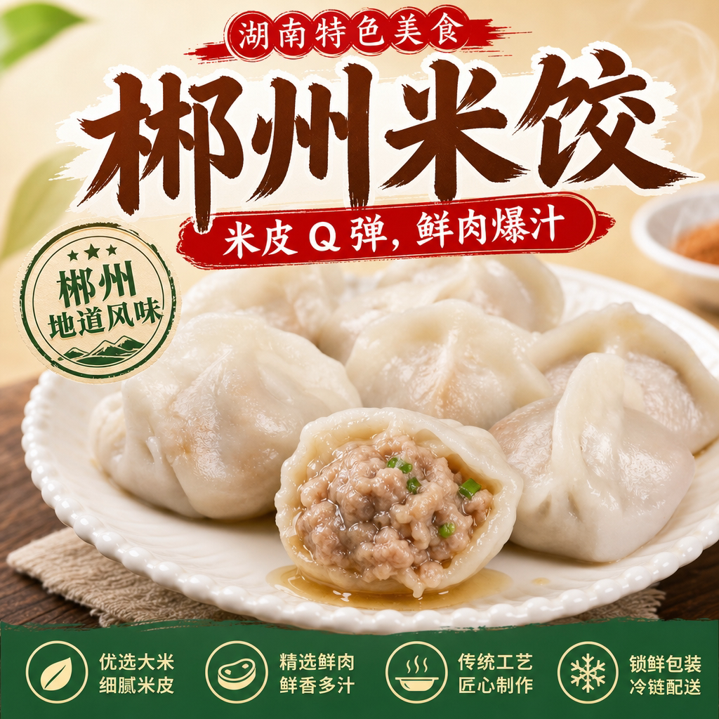 郴州米饺手工米饺子猪肉馅饺子湖南特产早餐半成品餐饮湘菜配菜