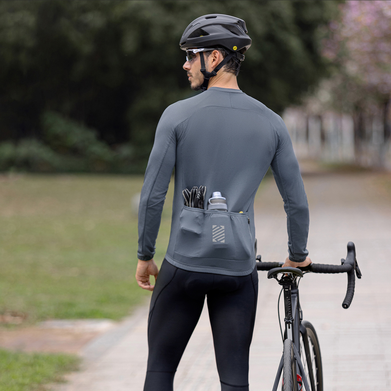 骑行服 春夏季透气山地公路骑行长袖男士多口袋吸湿排汗反光速干