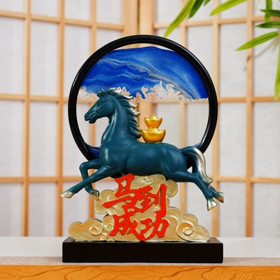 马上发财摆件开业礼物新中式高档领导办公室桌面马年装饰乔迁礼品