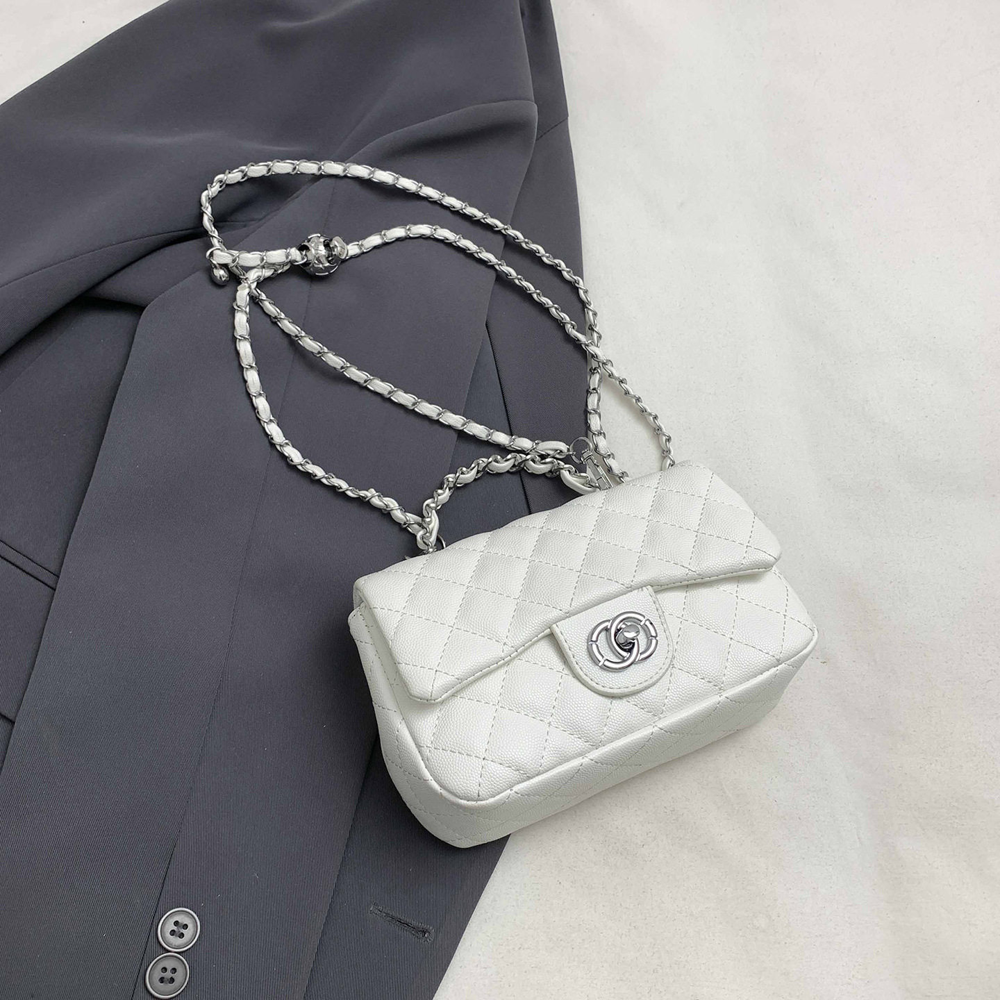 小香风菱格女包2026年新款小巧可爱小方包可调节链条斜挎包,箱包皮具/热销女包/男包,小方包,淘宝优惠券,粉丝福利购,淘宝优惠卷