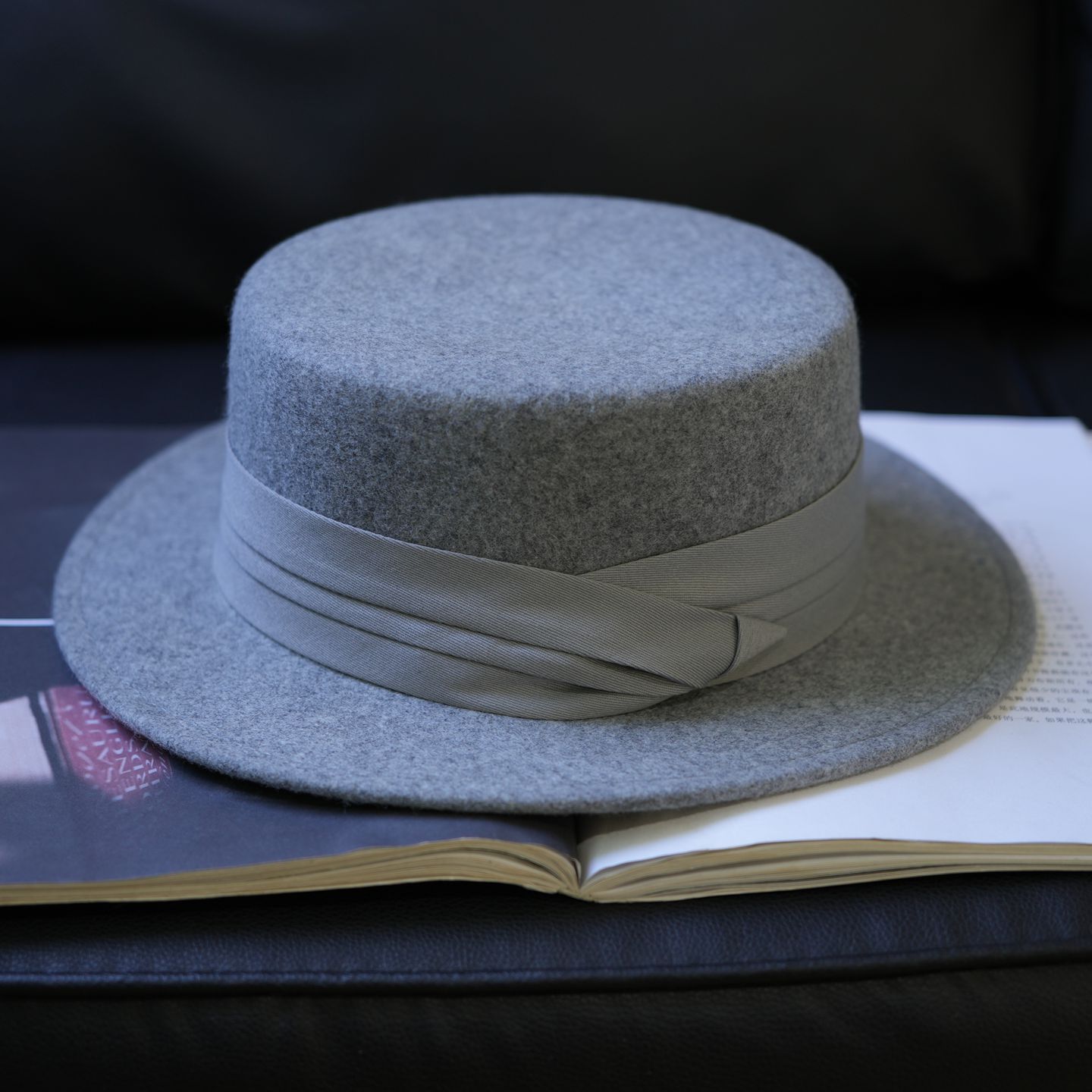 帽子女秋冬高级感麻灰色羊毛帽子时髦洋气羊毛礼帽时尚英伦爵士帽