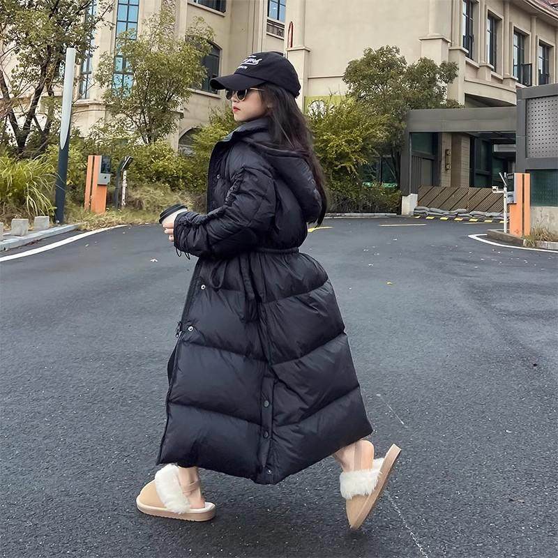 Fad Cardin女童加厚羽绒服2024新款冬季儿童洋气时尚长款黑色外套