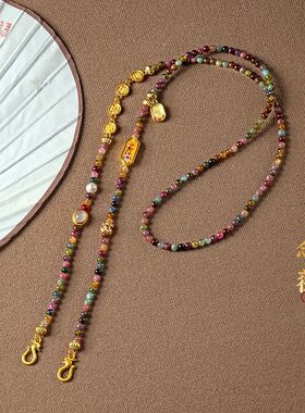 正宗碧玺多宝手工编织双挂黄金锦鲤锁八宝罗盘项链吊坠挂绳毛