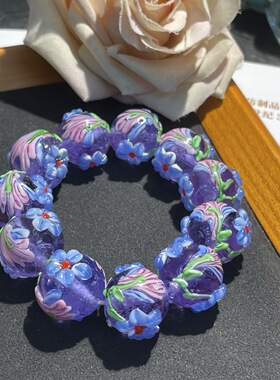 【蜜南】monies风中古vintage 文艺时尚风蓝色穆拉诺琉璃卡20手链