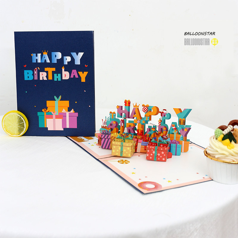 生日儿童男孩女孩宝宝可爱折叠3D立体祝福信封高级贺卡创意礼品卡