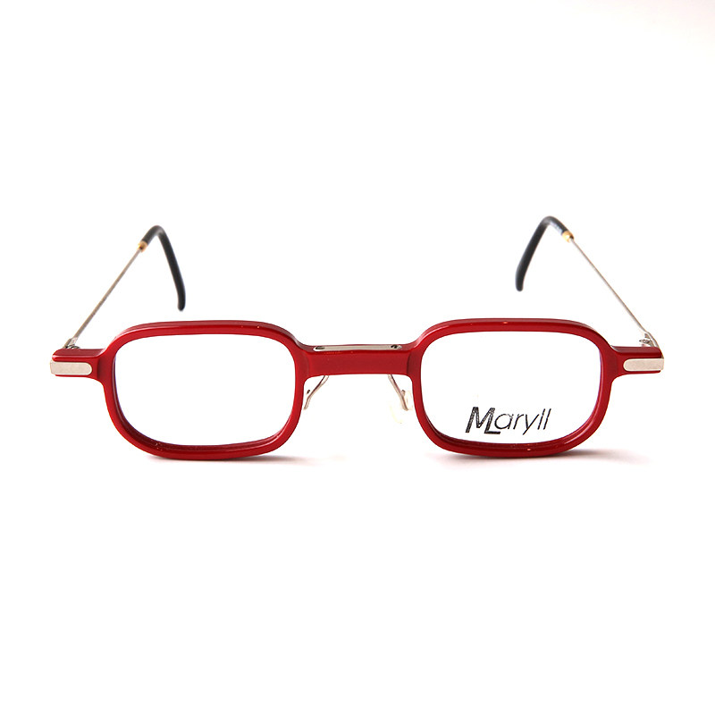 法国制孤品1970s 长方形板材眼镜架复古近视雅红色眼镜框小方框