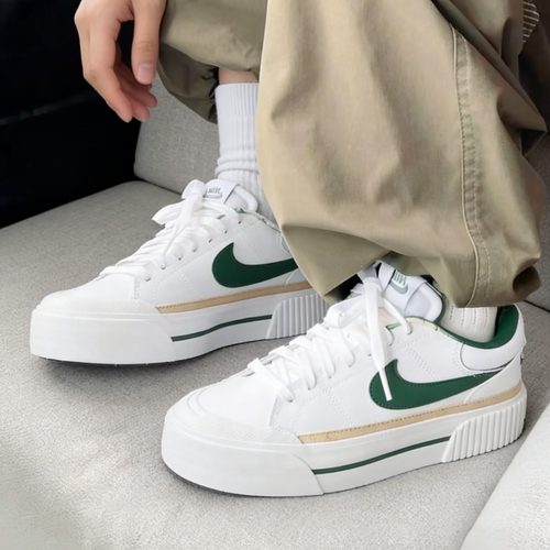 Nike松糕底女鞋 耐克Court Legacy Lift 厚底低帮板鞋 DM7590-107