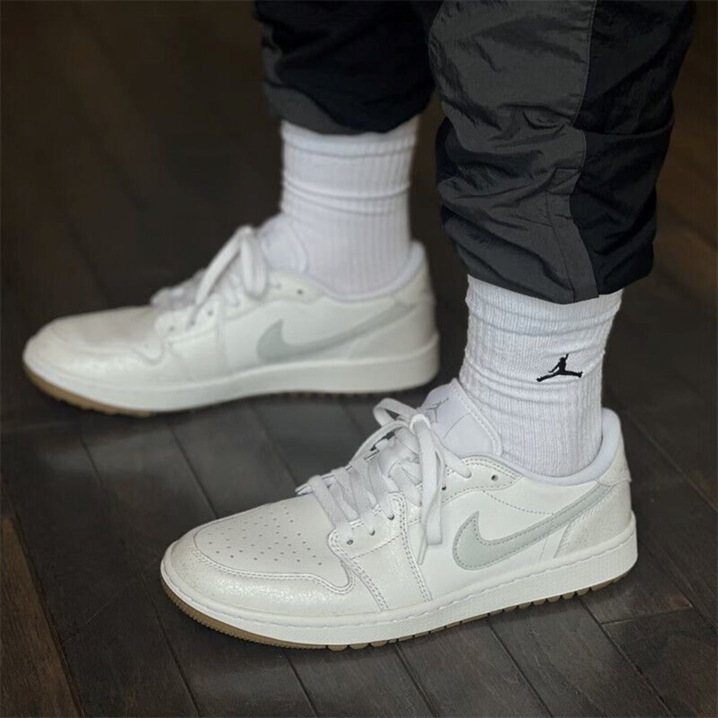耐克男鞋AIR Jordan 1 AJ1白色高尔夫球鞋缓震低帮板鞋DD9315-111