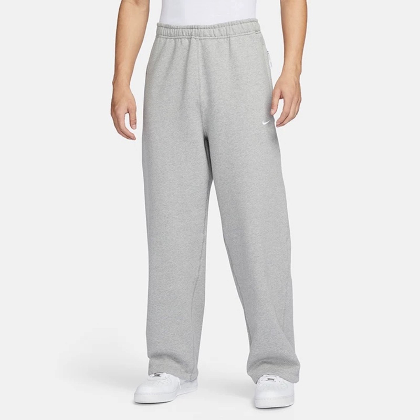 NIKE耐克Swoosh男子加绒保暖运动休闲直筒阔腿抽绳长裤FN3343-063