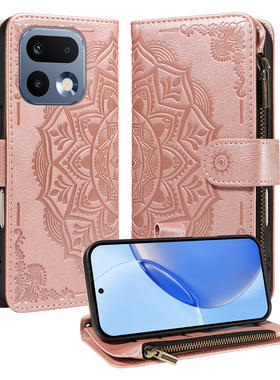 新款曼陀罗适用Realme16proPlus翻盖皮套带肩带手机壳15T/14x/12/13/11/10/9i/8全包防摔插卡钱包保护套