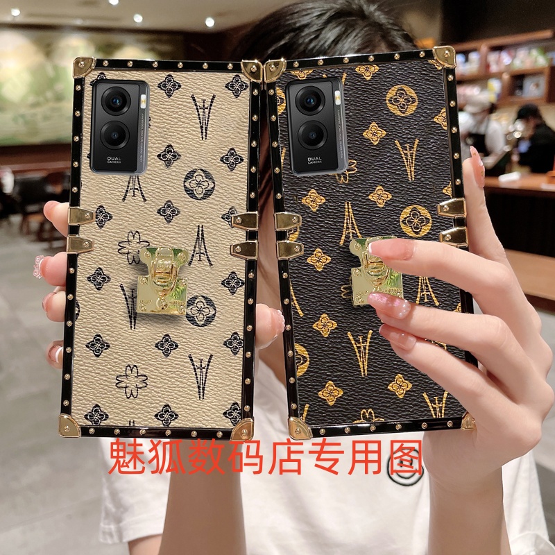 新款皮纹花朵适用于vivoY72t方形手机壳vivoY72t全包四角加厚防摔带锁帖保护套