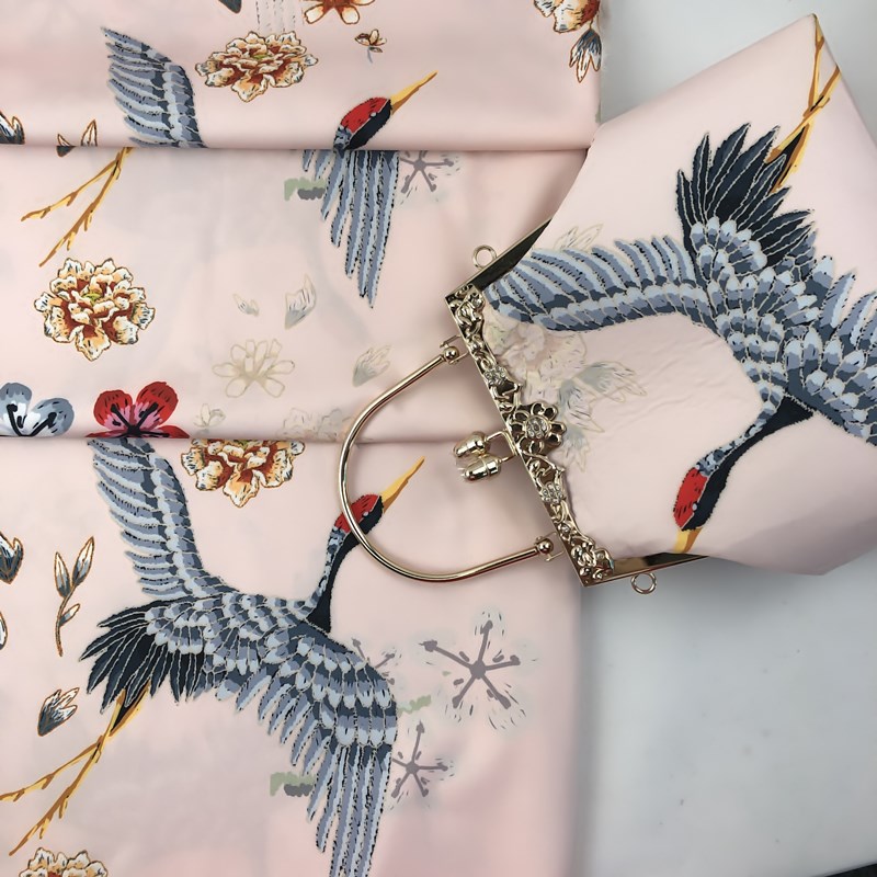 中国风仙鹤梅花印花布 儿童汉服衬衫旗袍印花面料手工diy布料布艺
