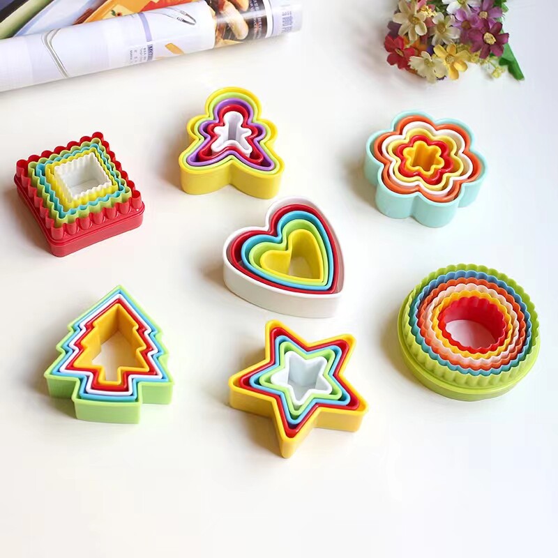 烘焙3D立体造型五角星星塑料饼干压模水果切模粘土翻糖转印模具