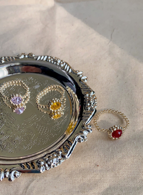 宝石糖串珠戒指纯手工编织小众设计感高级复古指环