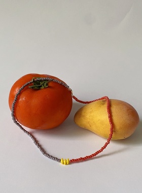 HUYA手作秋收系列番茄芒果小众串珠项链法式独特原创设计锁骨项链