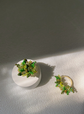 绿野仙踪串珠戒指花簇花束独特原创设计轻奢小众度假佩戴指环