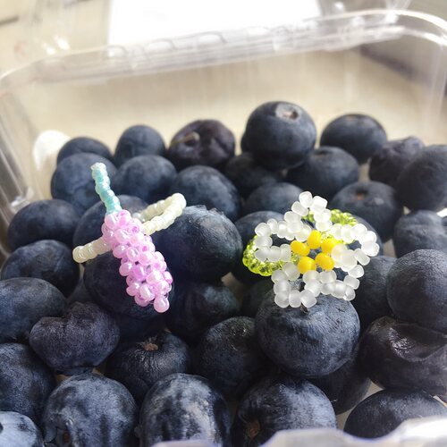 手作风薰衣草小雏菊串珠编织戒指