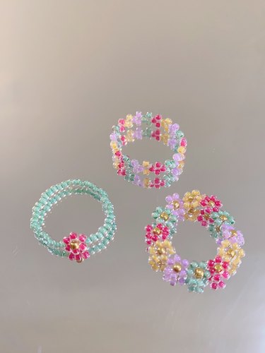 HUYA手作马卡龙糖果串珠戒指手工编织彩色串珠小众设计串珠戒指