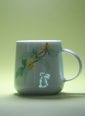 子木桂花兔子景德镇玲珑瓷小清新高级感马克杯生日礼物水杯女生