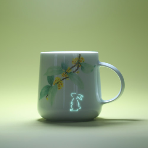 子木桂花兔子景德镇玲珑瓷小清新高级感马克杯生日礼物水杯女生