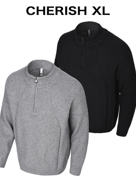 CRXL【重磅800G】四级抗起球/短款解构半拉链保暖毛衣针织衫男款