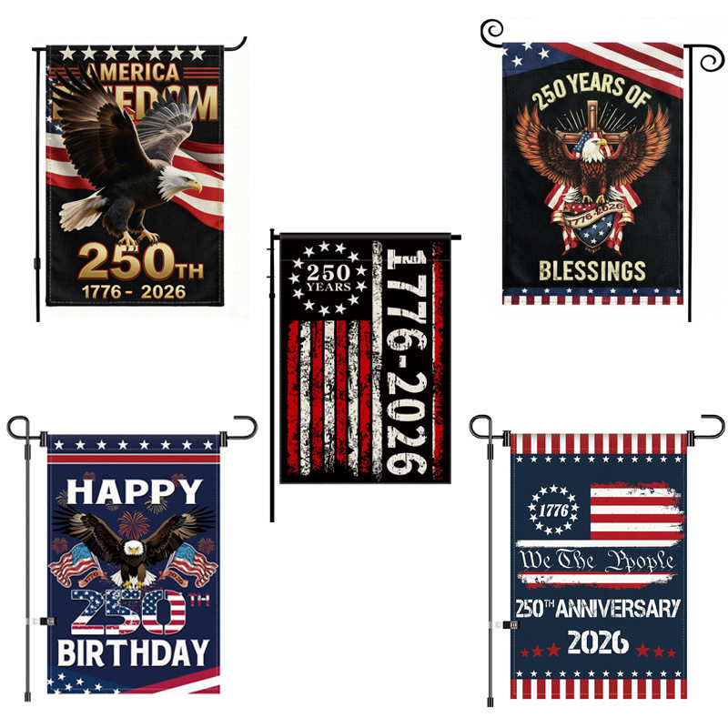 新款美国250周年纪念日花园旗帜跨境th
