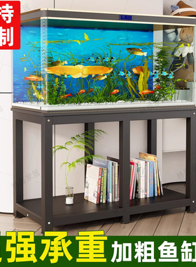 鱼缸架子专用底柜钢木底座定制双层水族箱架子超强承重置物落地架