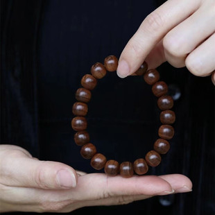正宗印度迈索尔老山檀香黑肉老料虎皮纹横纹9×10佛珠手串男女款