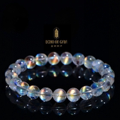 盖亚回声 天然马岛蓝彩月光手链 马达加斯加彩虹月光石手串小众