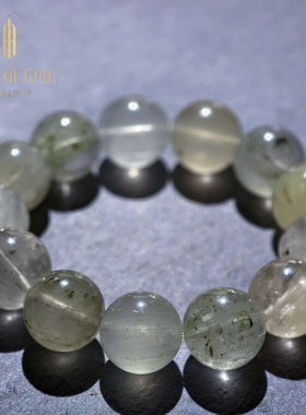 盖亚回声 天然莫奈幽灵圆珠手链 莫奈花园15mm大颗粒幽灵水晶手串