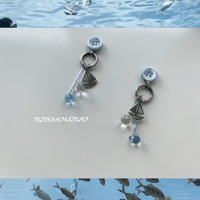提子手作原创船玻璃耳环