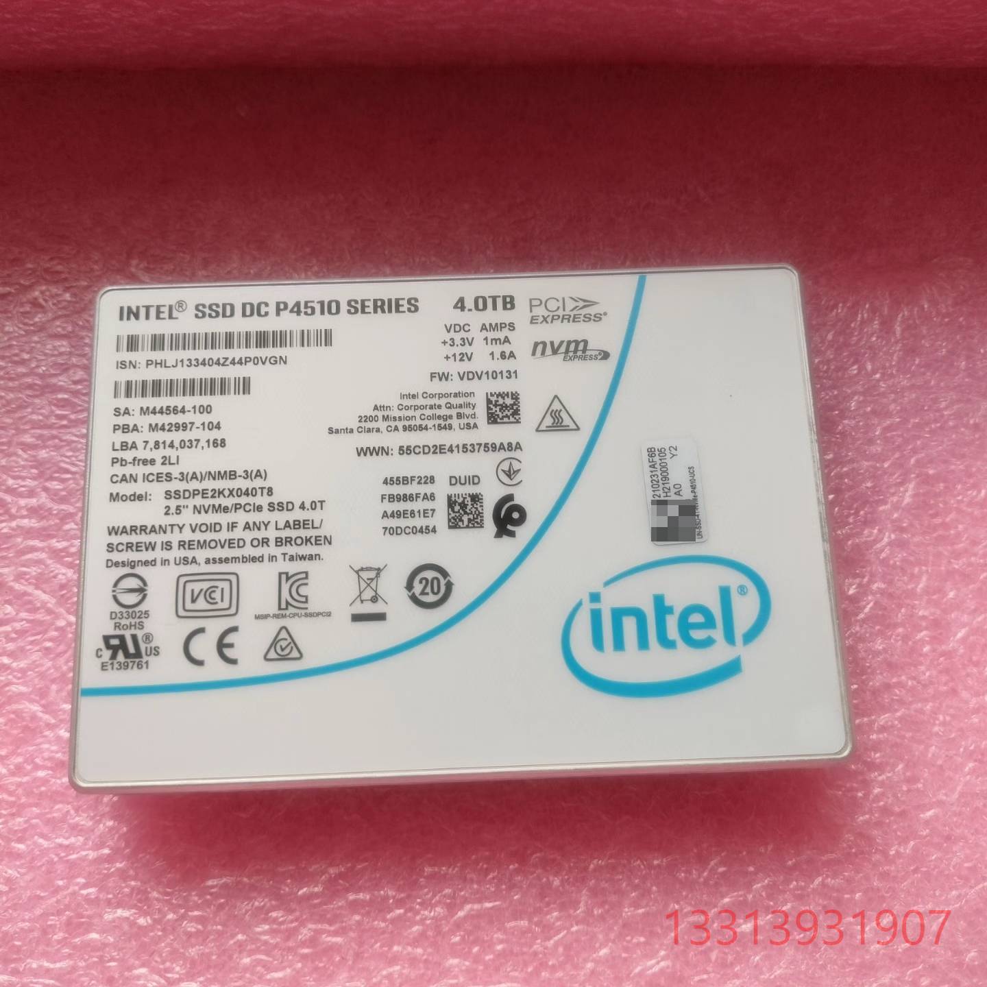 Intel/英特尔 P4510 4T 企业U2接议价 维修！！！