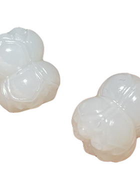 新疆和田玉籽料并蒂莲配珠单珠配件白玉莲花文玩配饰12*14 单个价
