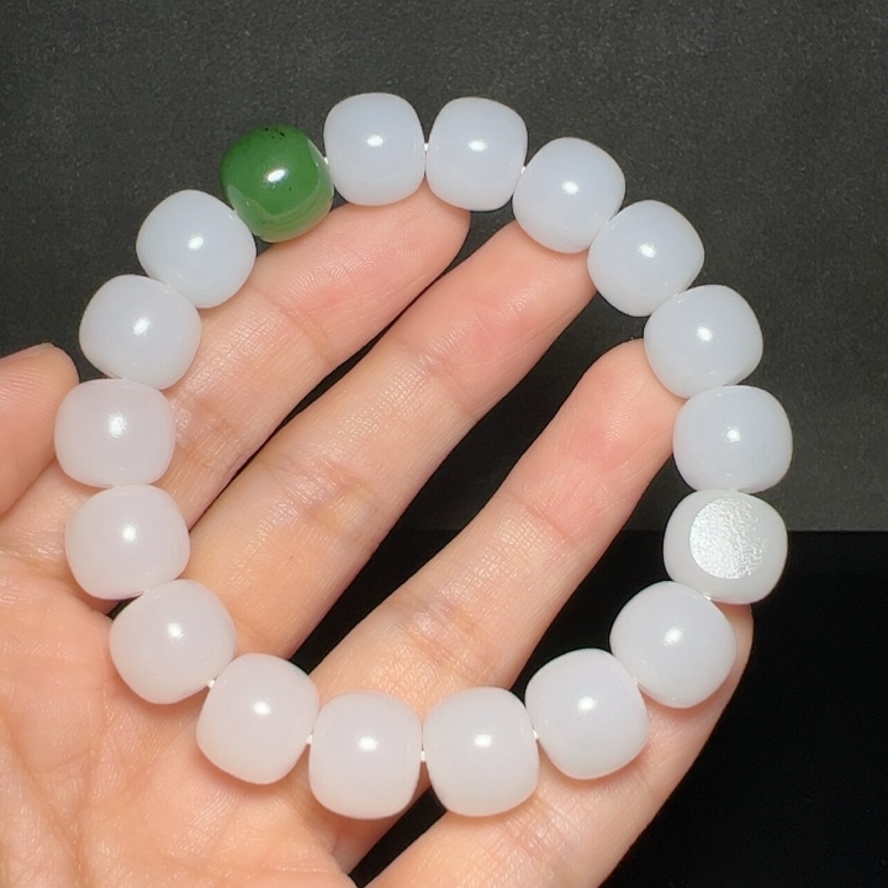 新疆和田玉白玉籽料手串圆珠子男女款手链玉珠链子珠链子11*12mm