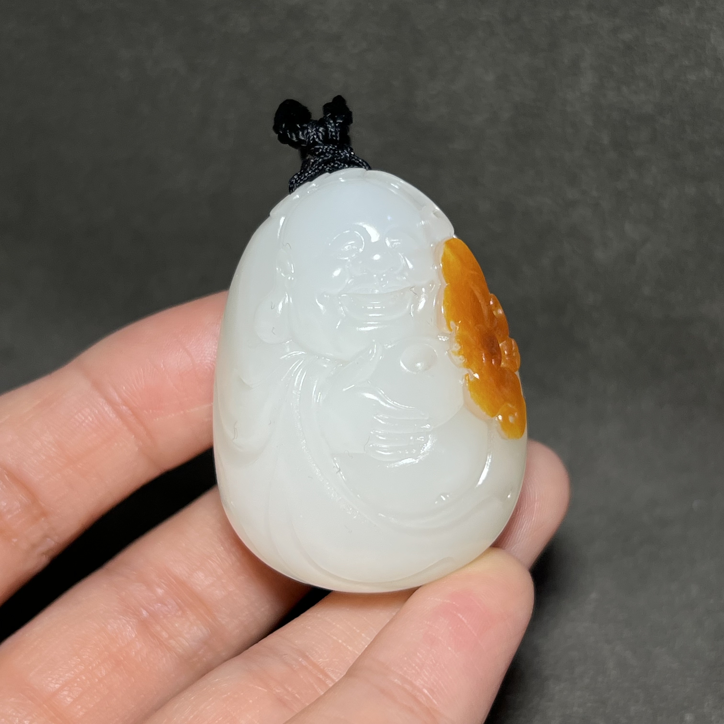 新疆和田玉籽料红皮挂件弥勒佛玉坠吊坠苏工精品男女款玉器玉佩