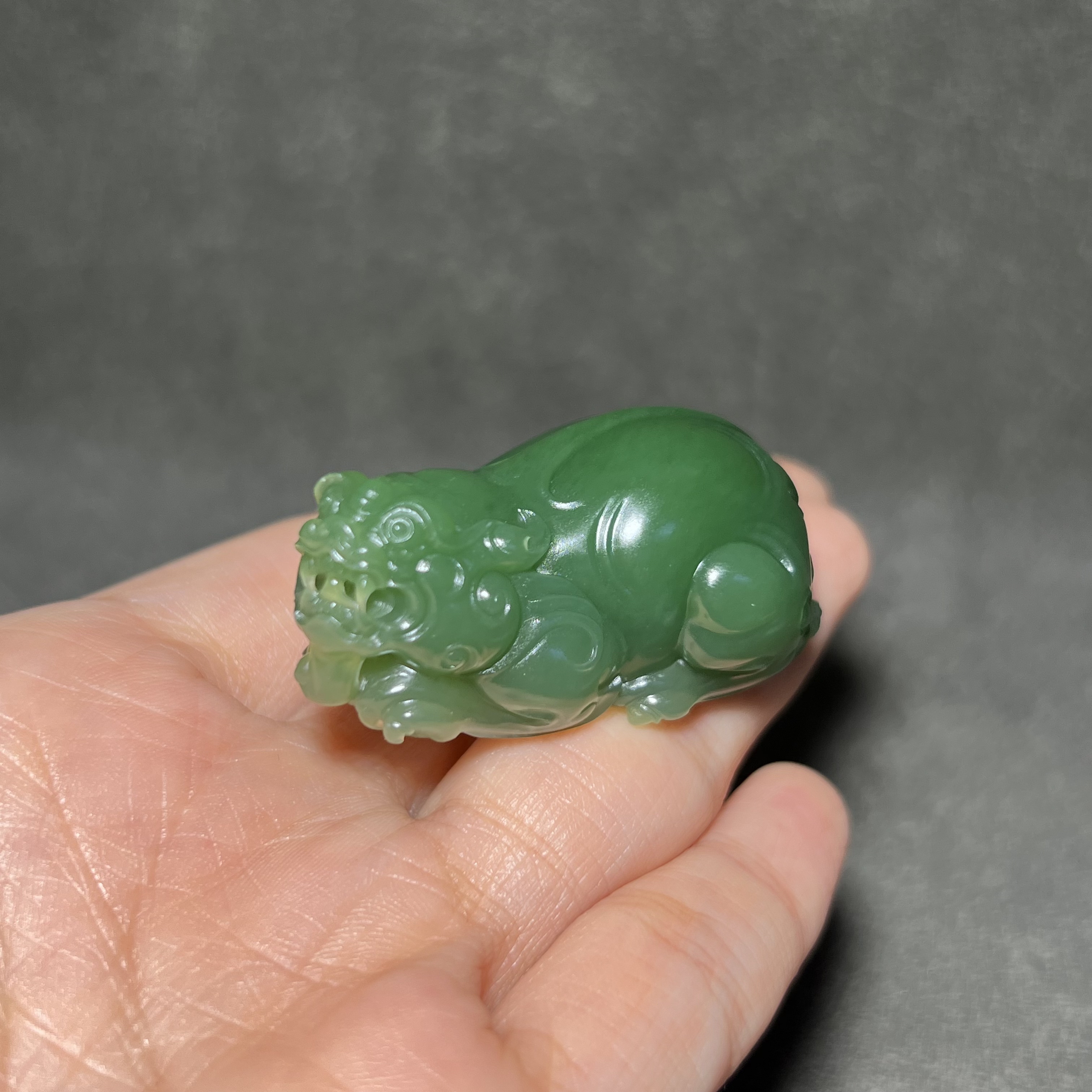 和田玉碧玉貔貅手把件苏工精品男女款玉器挂件玉佩玉坠把件