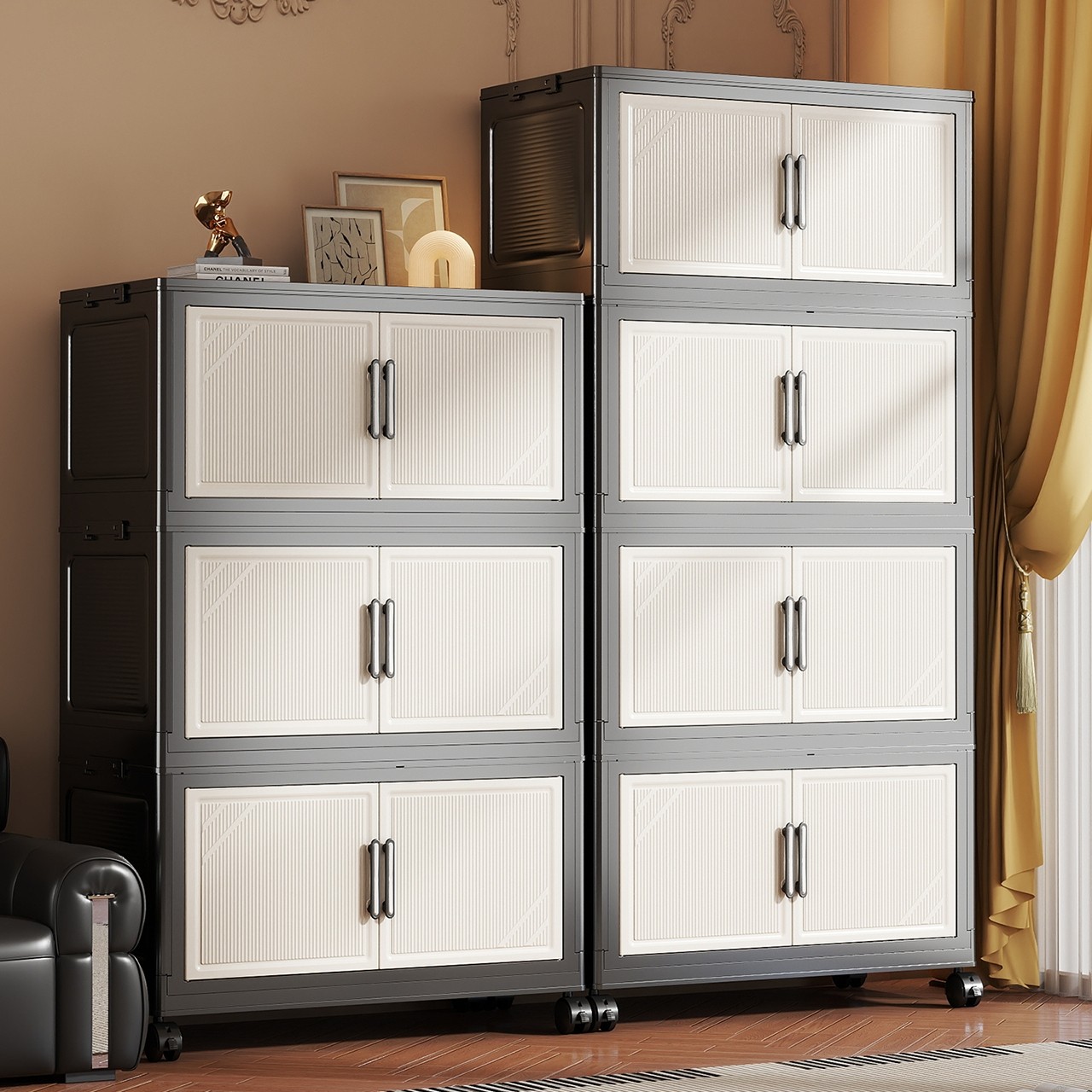 免安装收纳柜折叠式储物柜多层可移动置物柜客厅卧室通用折叠柜子,收纳整理,鞋柜,淘宝优惠券,粉丝福利购,淘宝优惠卷