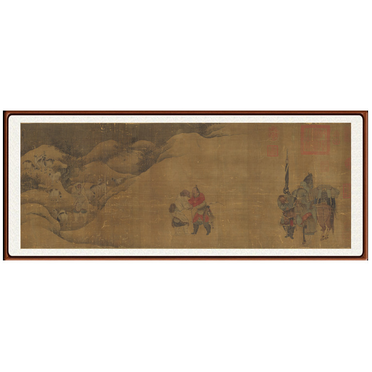 周文矩苏李别意苏武牧羊图字画横幅国画山水人物画客厅装饰画挂画