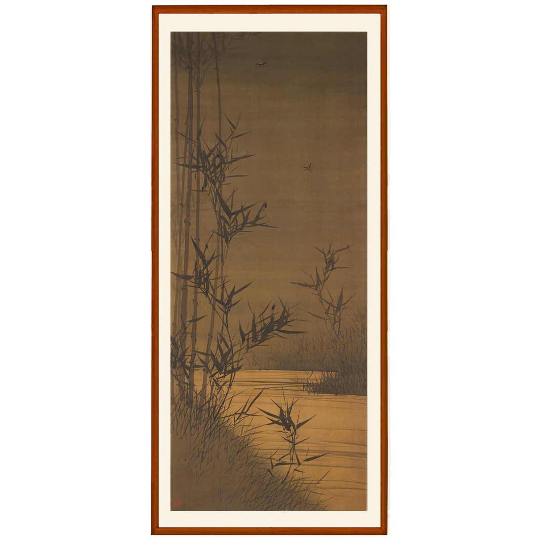 李衎竹溪秋晚图非手绘真迹仿古花鸟画墨竹客厅挂画装饰画竖版卷轴